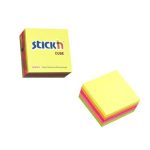 Öntapadó kockatömb, 76x76mm, 400 lap, STICK N, neon szivárvány