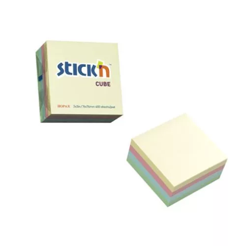 Öntapadó kockatömb, 76x76mm, 400 lap, STICK N, pasztell szivárvány
