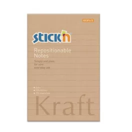   Öntapadó jegyzettömb, vonalas, 150x101 mm, 100 lap, STICK N "Kraft Notes"