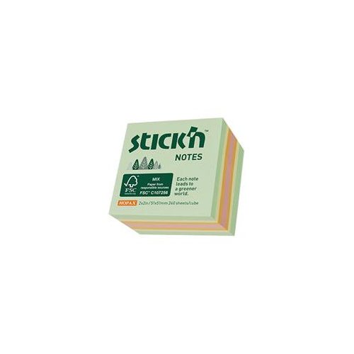 Öntapadó kockatömb, 51x51mm, 240 lap, STICK N, erdő színei pasztell mix