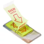 Jelölőcímke, 50 lap, 45x25 mm, STICK N "Sign Here", aláírás, neon sárga