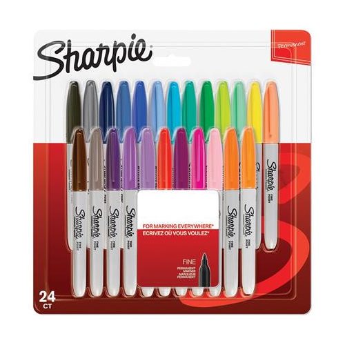 Alkoholos marker készlet, 1 mm, kúpos, SHARPIE "Fine Point", 24 különböző szín
