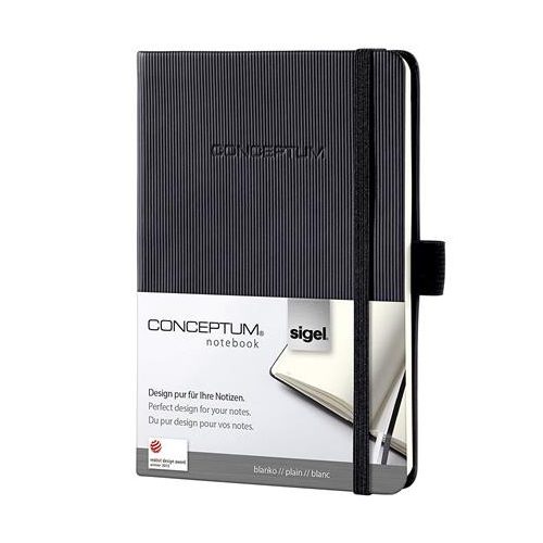 Jegyzetfüzet, exkluzív, A4, sima, 97 lap, keményfedeles, SIGEL "Conceptum", fekete