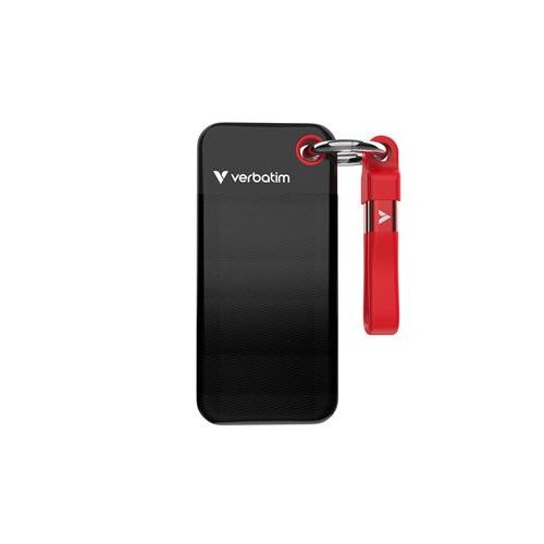 SSD (külső memória) 1TB, USB 3.2 Gen2, VERBATIM "Pocket SSD", fekete/piros