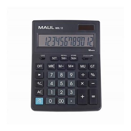 Számológép, asztali, 12 számjegy, MAUL "MXL 12", fekete