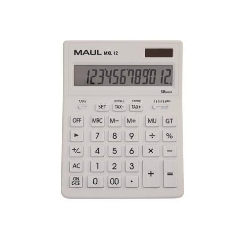 Számológép, asztali, 12 számjegy, MAUL "MXL 12", fehér