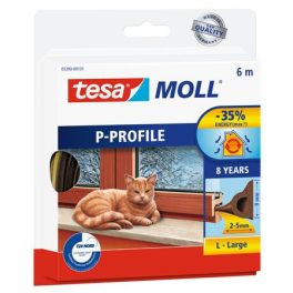   Ajtó- és ablaktömítő szalag, 9 mm x 6 m, TESA "tesamoll® P profil", barna