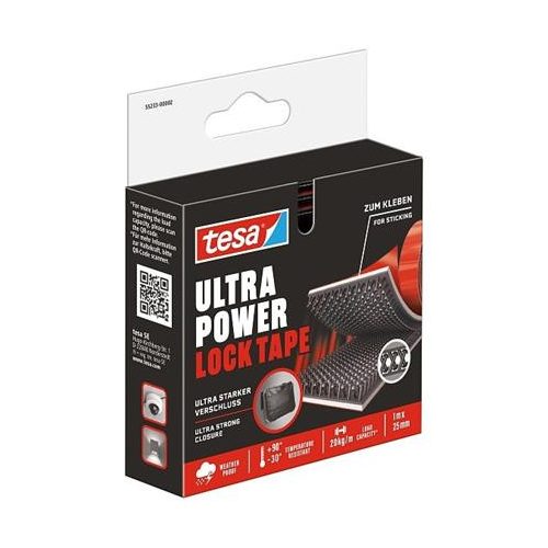 Tépőzáras rögzítőszalag, kétoldalas, 25 mm x 1 m, TESA "Ultra Power Lock"
