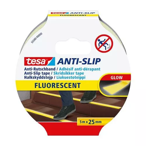 Csúszásgátló szalag, 25 mm x 5 m, TESA "Anti-Slip", fluoreszkáló