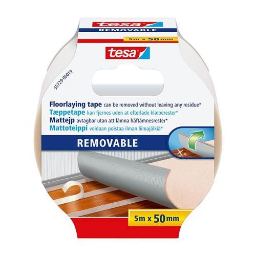 Ragasztószalag, kétoldalas, textilerősítésű, 50 mm x 5 m, TESA "Removable"
