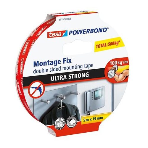 Ragasztószalag, kétoldalas, ultra erős, 19 mm x 5 m, TESA "Powerbond"
