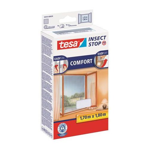 Szúnyogháló, ablakra, öntapadó, 1,3 x 1,5 m,  TESA "Comfort", fehér