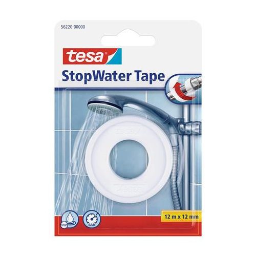 Tömítőszalag, csöpögésre, 12 mm x 12 m, TESA, "StopWater Tape", fehér
