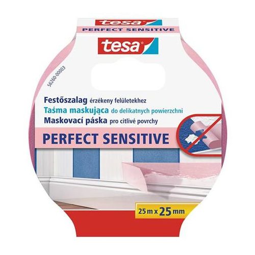 Festő- és mázolószalag, érzékeny felületekhez, 25 mm x 25 m, TESA "Perfect Sensitive"