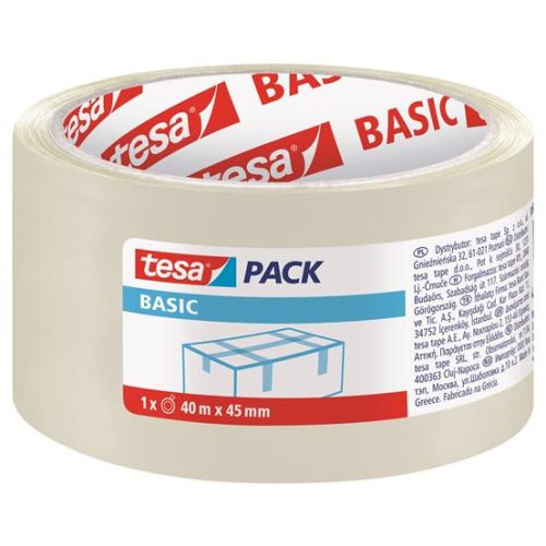 Csomagolószalag, 45 mm x 40 m, TESA "tesapack® Basic", átlátszó