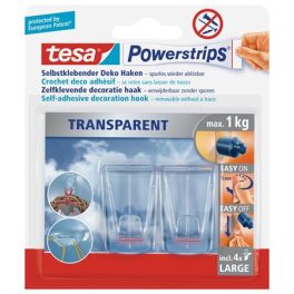   Műanyag akasztó ragasztócsíkkal, TESA "Powerstrips®", átlátszó