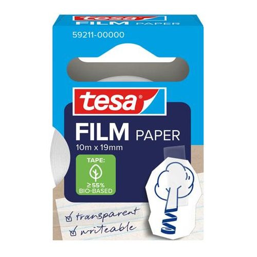 Ragasztószalag, írható, papír, 19 mm x 10 m, TESA "Tesafilm", átlátszó