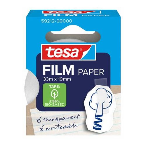 Ragasztószalag, írható, papír, 19 mm x 33 m, TESA "Tesafilm", átlátszó