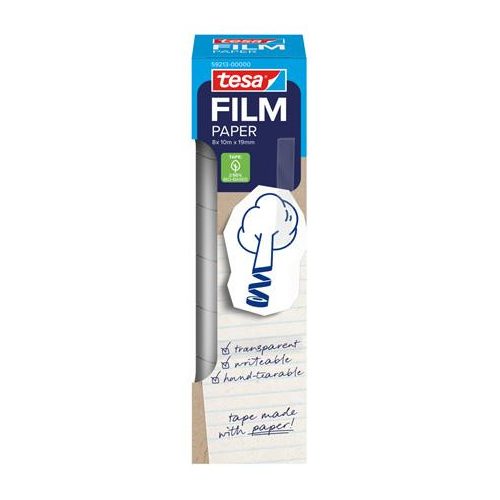 Ragasztószalag, írható, papír, 19 mm x 10 m, TESA "Tesafilm", átlátszó