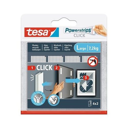 Akasztó, öntapadó, S méret, TESA "Powerstrips CLICK"