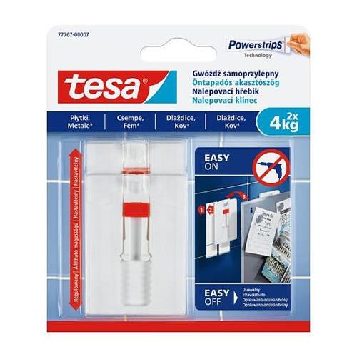 Akasztószög, öntapadó, állítható, TESA "Powerstrips®", sima felületre