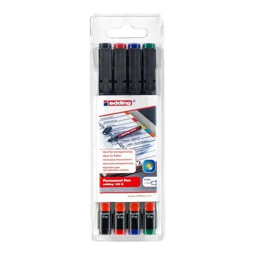 Alkoholos marker készlet, OHP, 0,3 mm, EDDING "140 S", 4 különböző szín