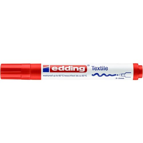 Textilmarker, 2-3 mm, kúpos, EDDING "4500", piros