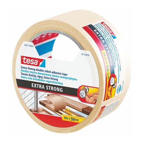 Ragasztószalag, kétoldalas, extra erős, 50 mm x 10 m, TESA "Extra Strong"