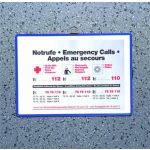 Bemutatótábla, függő, A4,  fekvő, fém fülecskével, DJOIS, kék