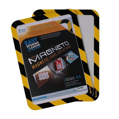 Infokeret, mágneses háttal, A4, DJOIS "Magneto Safety", sárga-fekete