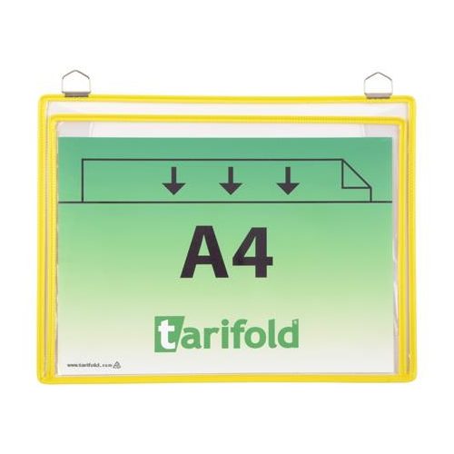 Bemutatótábla, függő, A4, fekvő, fém fülecskével, DJOIS, sárga