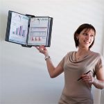 Bemutatótábla tartó, fali, A4, 10 db bemutatótáblával, DJOIS "Veo", ezüst-fekete