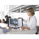 Bemutatótábla tartó, asztali, A4, 10 db bemutatótáblával, DJOIS "Veo", ezüst-fekete