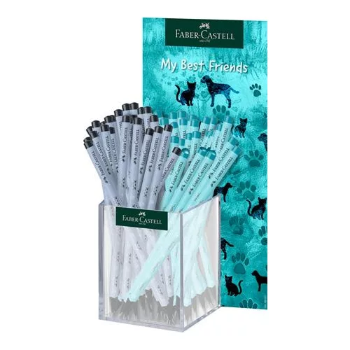 Grafitceruza display, HB, háromszögletű, FABER-CASTELL "Dogs & Cats", vegyes minta