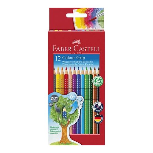 Színes ceruza készlet, háromszögletű, FABER-CASTELL "Grip 2001", 12 különböző szín