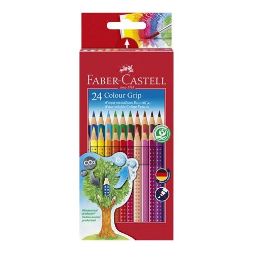 Színes ceruza készlet, háromszögletű, FABER-CASTELL "Grip 2001", 24 különböző szín