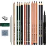 Ceruza készlet, száraz technikákhoz, FABER-CASTELL "Discovery set", 17 db-os szett