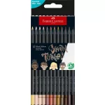 Színes ceruza készlet, háromszögletű, FABER-CASTELL "Black Edition",  12 különböző bőrszín