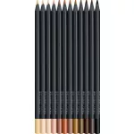 Színes ceruza készlet, háromszögletű, FABER-CASTELL "Black Edition",  12 különböző bőrszín