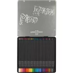 Színes ceruza készlet, háromszögletű, fémdobozban, FABER-CASTELL "Black Edition",  24 különböző szín