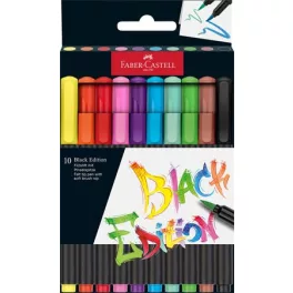   Ecsetirón készlet, FABER-CASTELL "Black Edition" 10 különböző szín