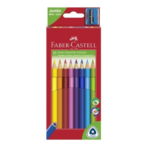Színes ceruza készlet, háromszögletű, FABER-CASTELL "Jumbo", 10 különböző szín