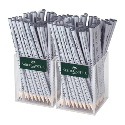 Grafitceruza display, HB, háromszögletű, FABER-CASTELL "Grip 2001", ezüst