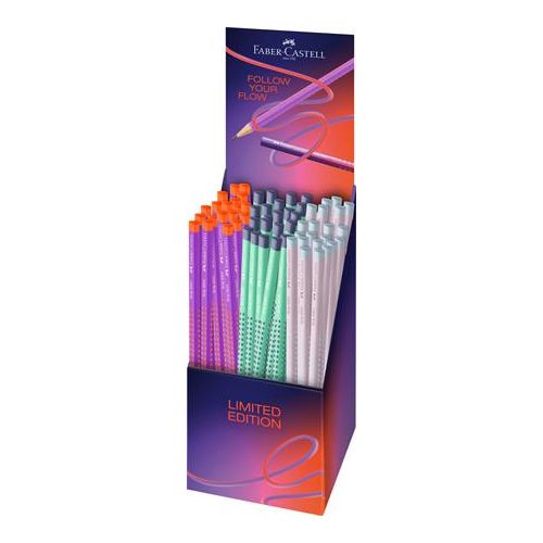 Grafitceruza display, B, háromszögletű, FABER-CASTELL "Grip 2001 Flow", vegyes színek