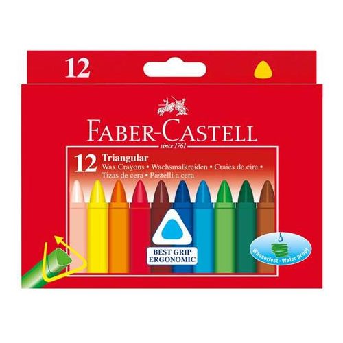 Zsírkréta, háromszögletű, FABER-CASTELL , 12 különböző szín