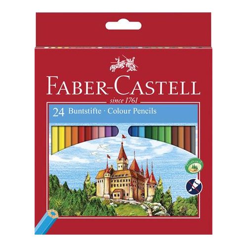 Színes ceruza készlet, hatszögletű, FABER-CASTELL "Classic", 24 különböző szín
