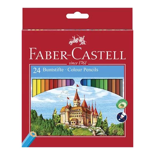 Színes ceruza készlet, hatszögletű, FABER-CASTELL "Classic", 24 különböző szín