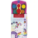 Vízfesték, 12 darabos, összeilleszthető, csillámmal és matricával, FABER-CASTELL, unikornis