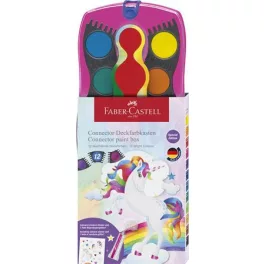   Vízfesték, 12 darabos, összeilleszthető, csillámmal és matricával, FABER-CASTELL, unikornis
