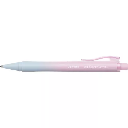Golyóstoll, 1 mm, XB, nyomógombos, rózsa-égkék tolltest, FABER-CASTELL "Daily Ball Flow", kék